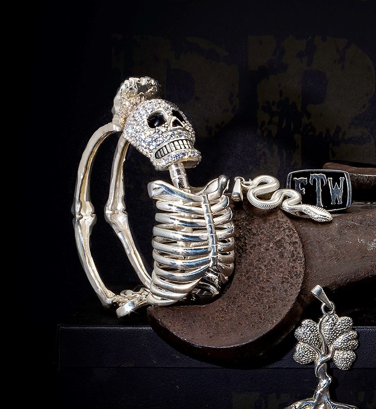 Women Silver Wrist Bracelet Metal Hand Chain Slave Rings Skeleton Bones  Skull | eBay